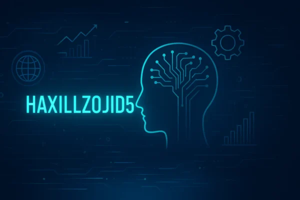 Haxillzojid54 digital concept showing AI innovation and data-driven technology in a futuristic environment.
